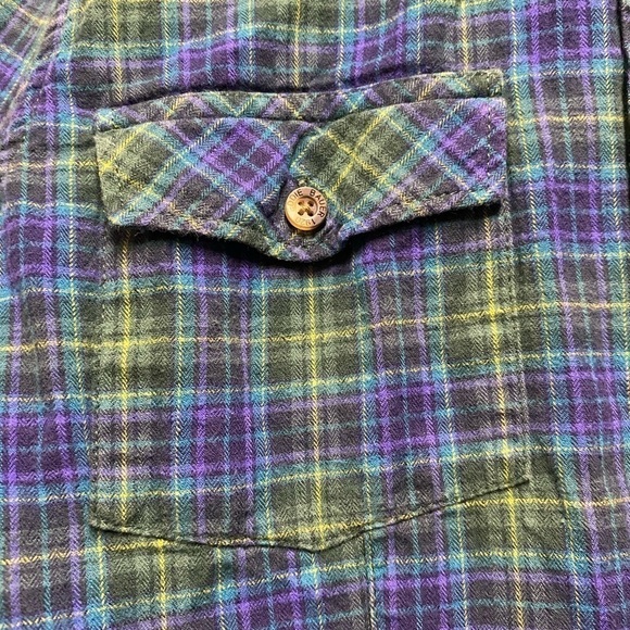Eddie Bauer Shirt Mens Large Green Blue Plaid Button Up Long Sleeve Flannel - Picture 9 of 12